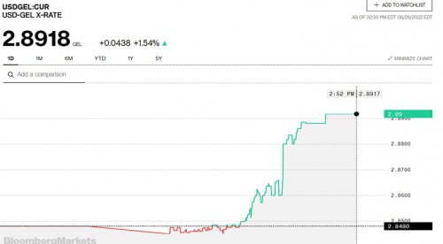 Bloomberg-ზე დღის ბოლოს ლარის კურსი 2,9–ს მიუახლოვდა